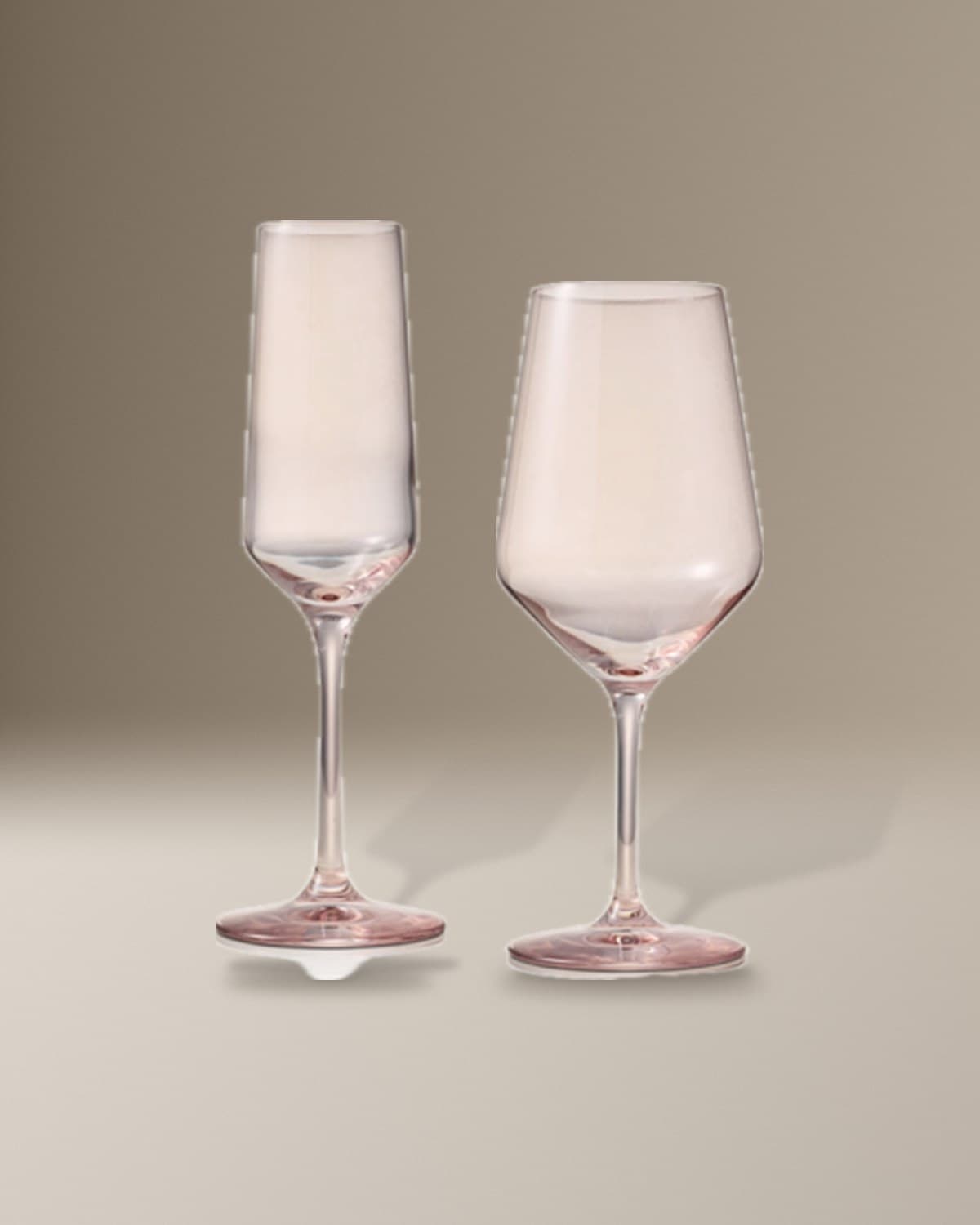 The Revolution Blush collection: Revolution Rose Wine Glass, Revolution Rose Champagne Glass