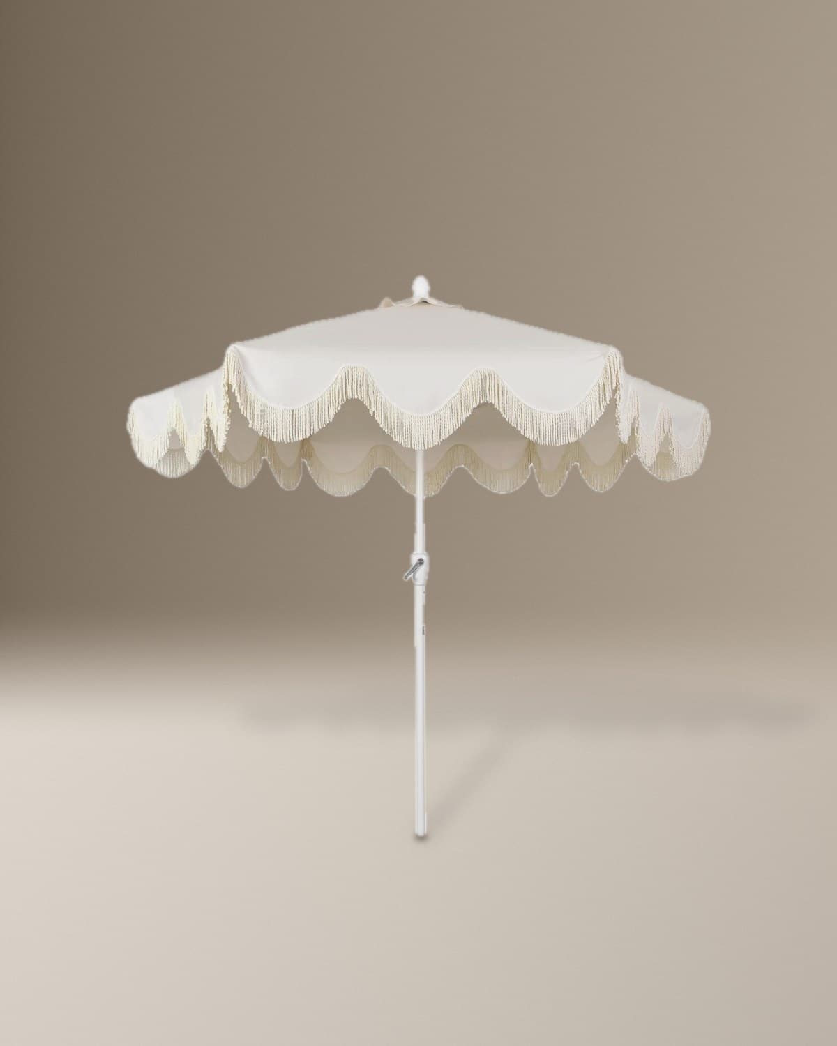 Fringe Ivory Umbrella + Base