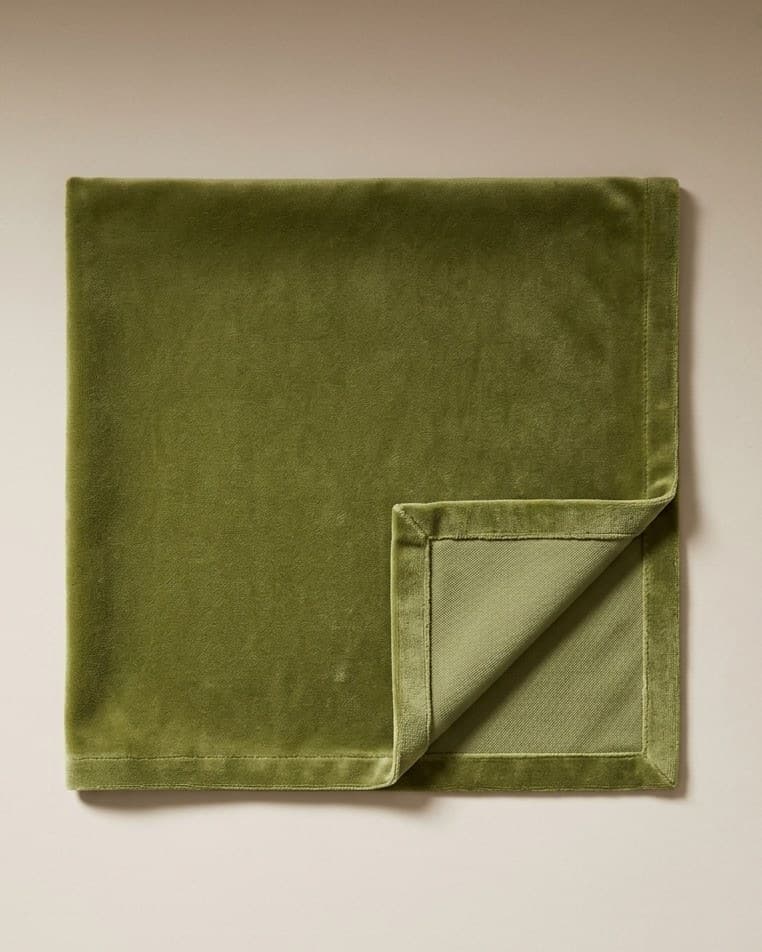 Olive Green Velvet Napkin