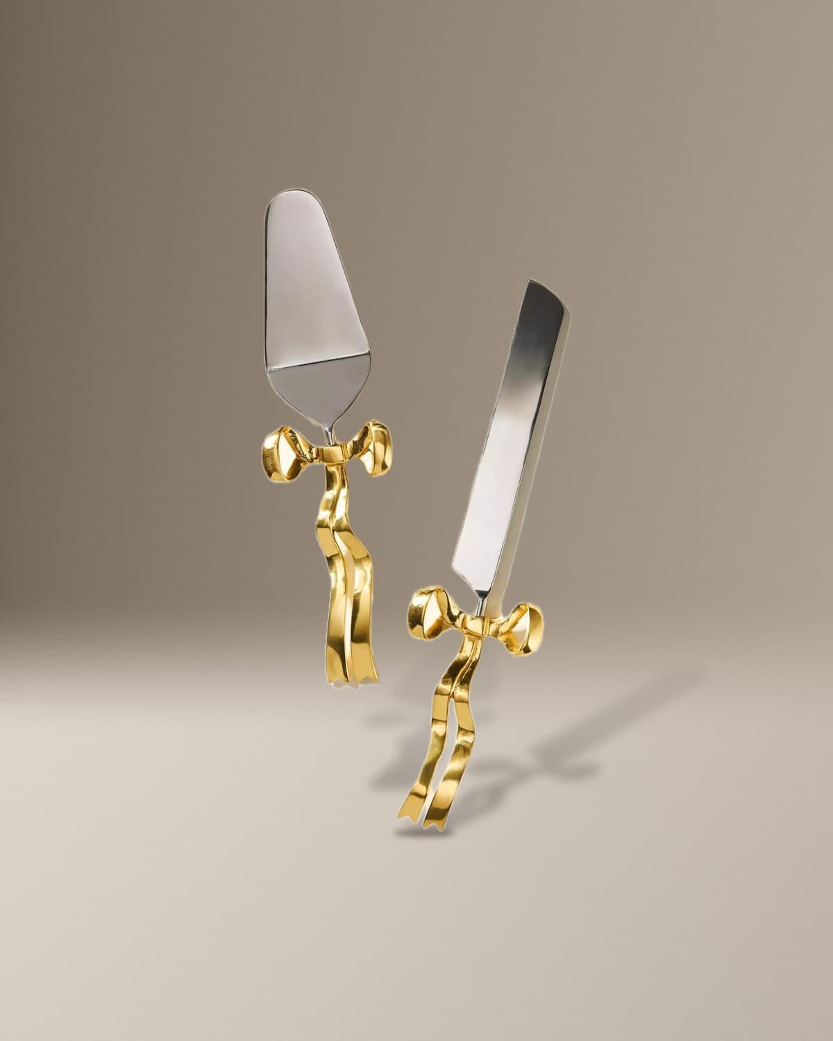 Silver & Gold Bow Cake Cutting Set