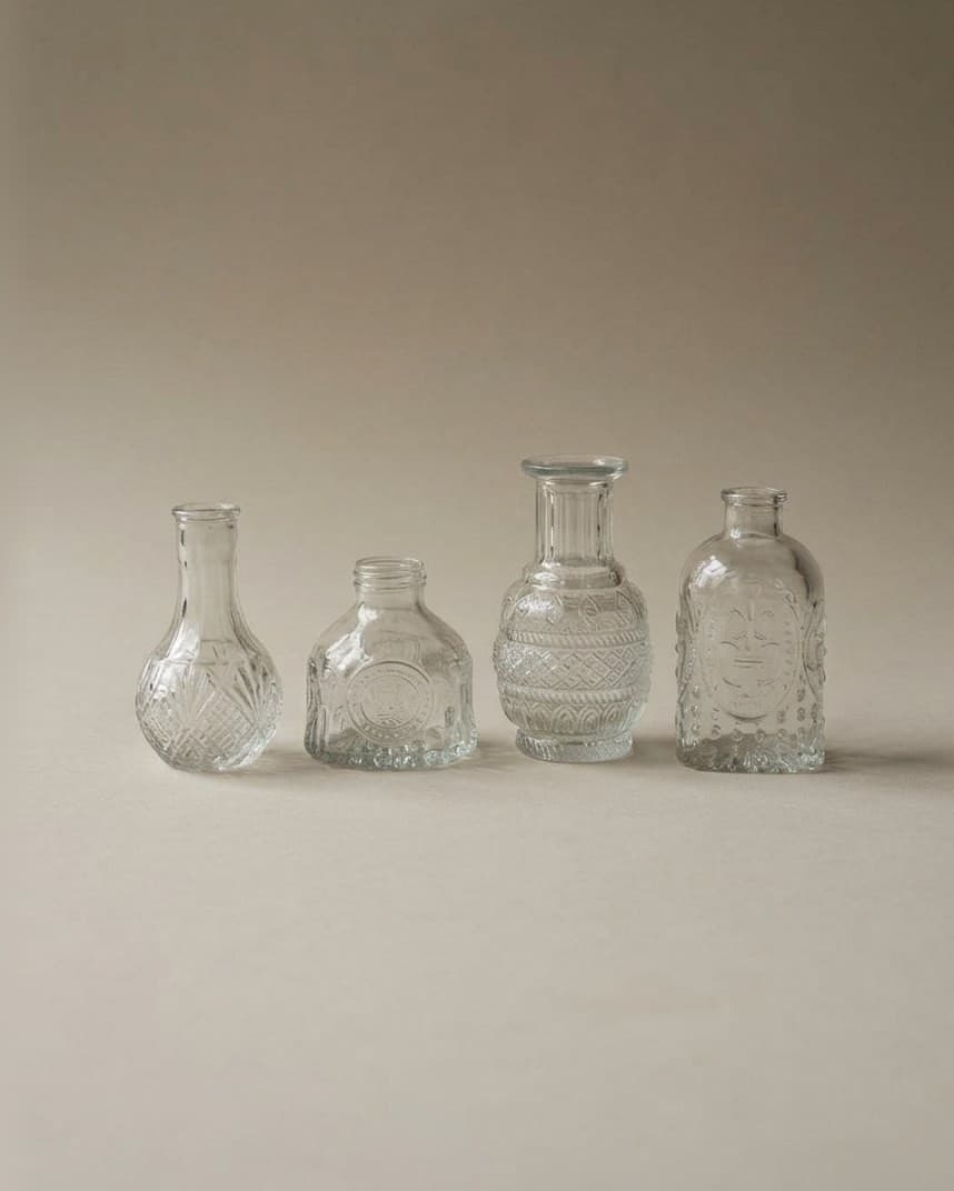 Assorted Clear Bud Vases