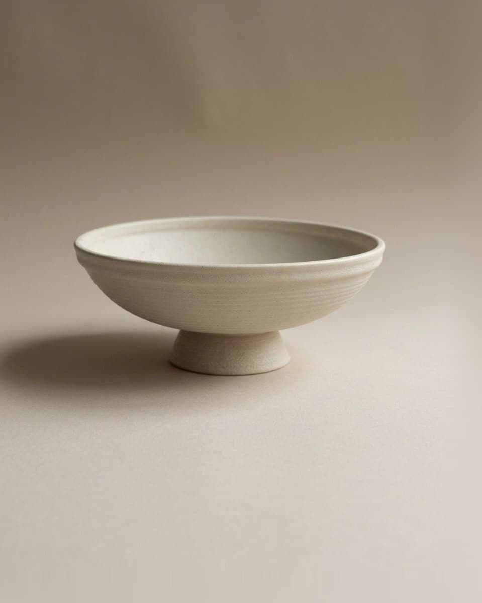Ceramic Ivory Compote Vase