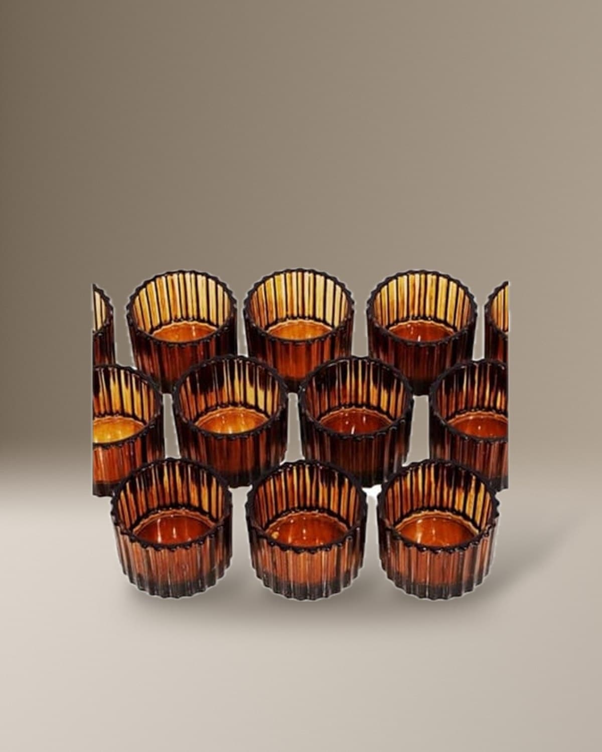 Smokey Ribbed Tea Light Candle Holder