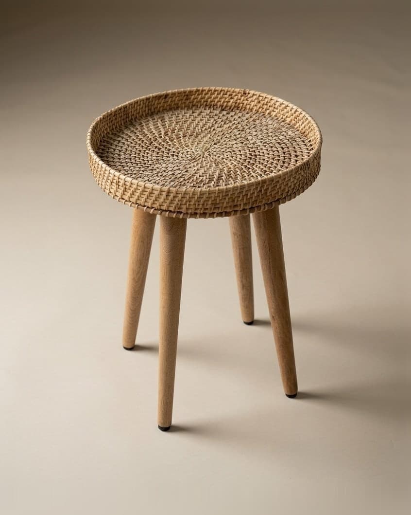 Oak Woven Accent Table