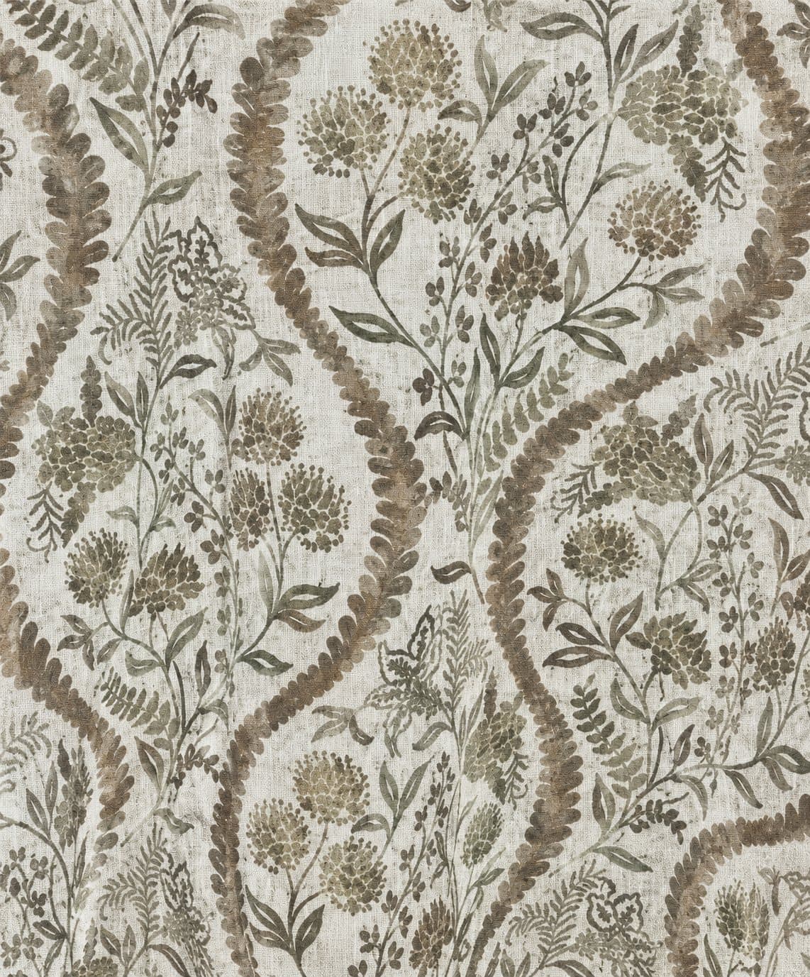 Brown Floral Linen